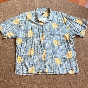 Men’s 100% Silk Button-Down Hawaiian Shirt, Size XXL